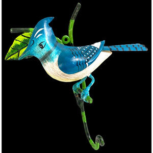 Painted Metal BIRD Wall Hook 3D VTG Rugged Hat Coat Towel Cottage Garden Decor